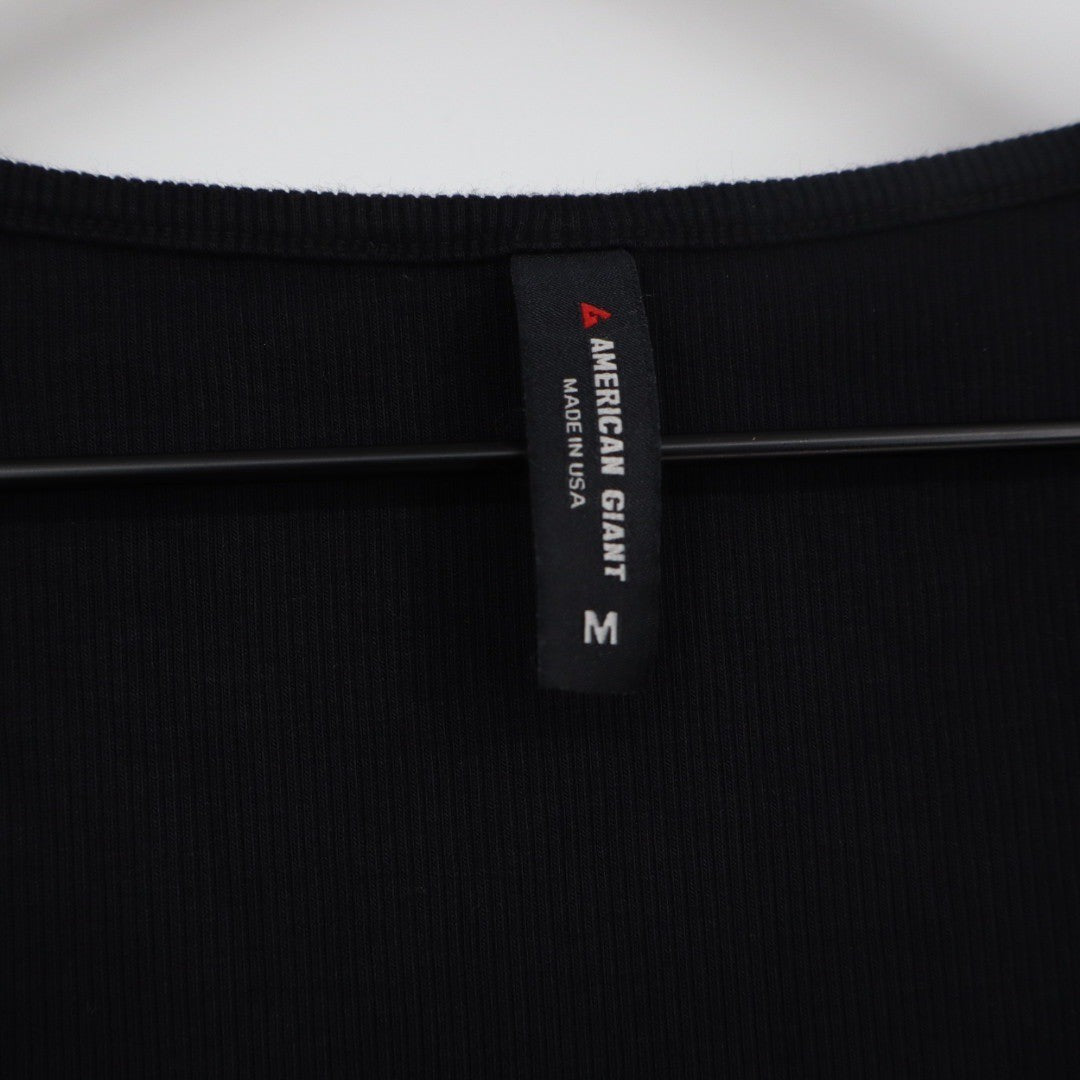American Giant Black Ribbed Square Neck Short Sleeve Top Size M Made in USA