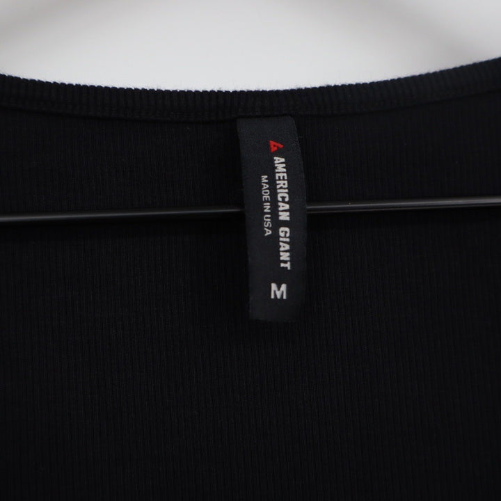 American Giant Black Ribbed Square Neck Short Sleeve Top Size M Made in USA