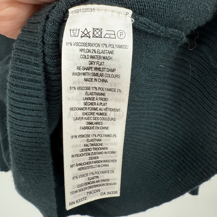 French Connection Dark Green Crew Neck Raglan Sleeve Knit Sweater XS
