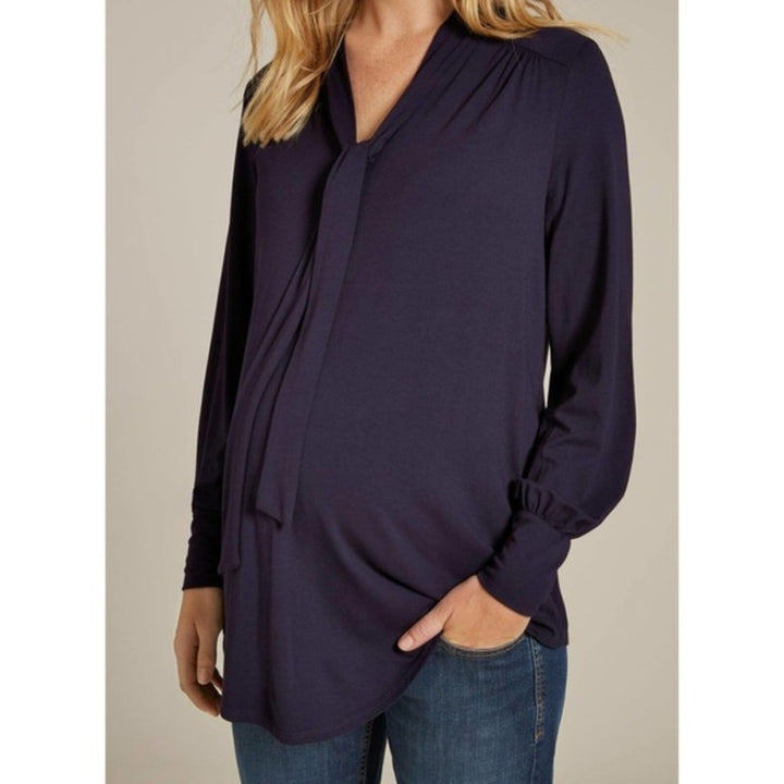 Isabella Oliver Navy Christy Maternity Blouse Size 1/S