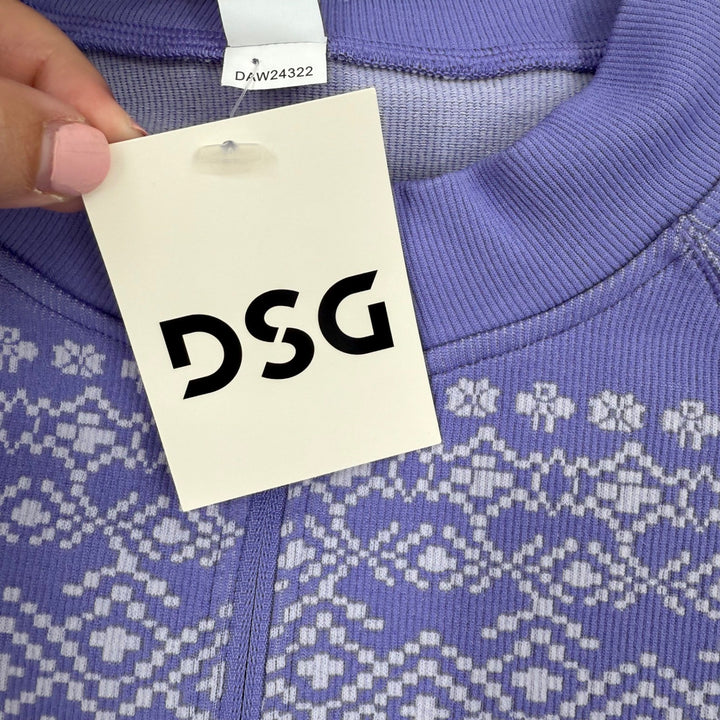 DSG Womens XXL Purple Fair Isle Quarter Zip Pullover Sweatshirt