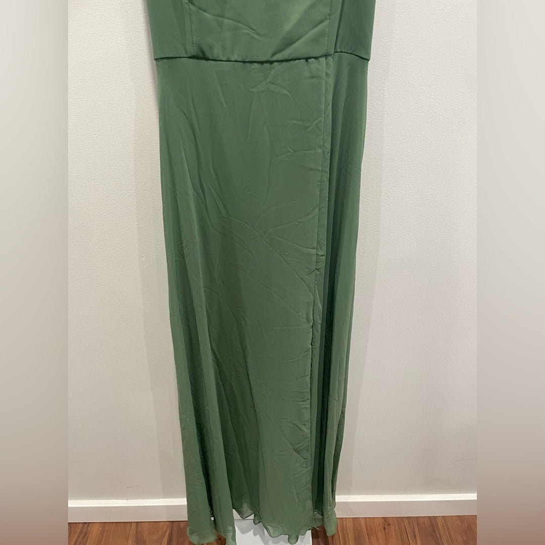 After Six Scoop Neck Convertible Tie Strap Maxi Dress With Front Slit Size 14