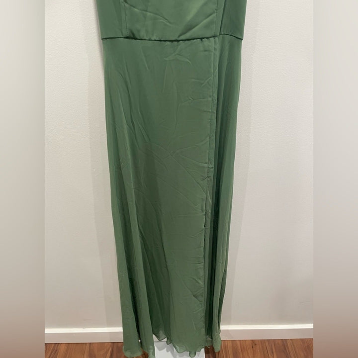 After Six Scoop Neck Convertible Tie Strap Maxi Dress With Front Slit Size 14