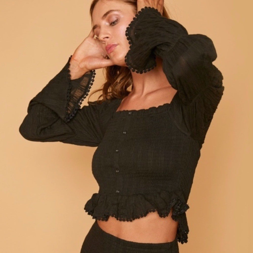 Lost and Wander Aria Long Sleeve Top Black Size S