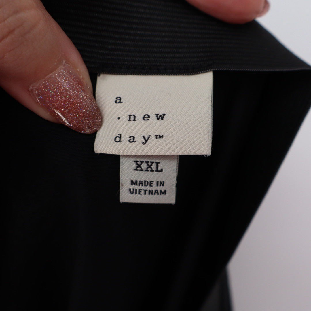 A New Day Black Maxi Skirt Elastic Waist Pull On Size XXL