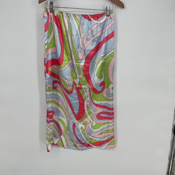 KOLLYY Retro Swirl Print Maxi Skirt Women's Size L Flowy Boho Vacation