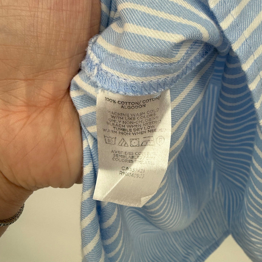 LOFT Blue White Striped Off The Shoulder Ruffle Top Size Large