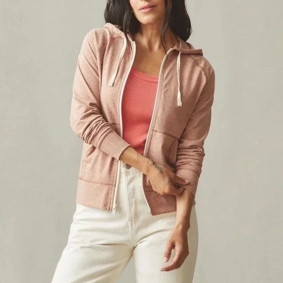 American Giant Women's Lightweight Full Zip Canyon Clay Heather Made In USA