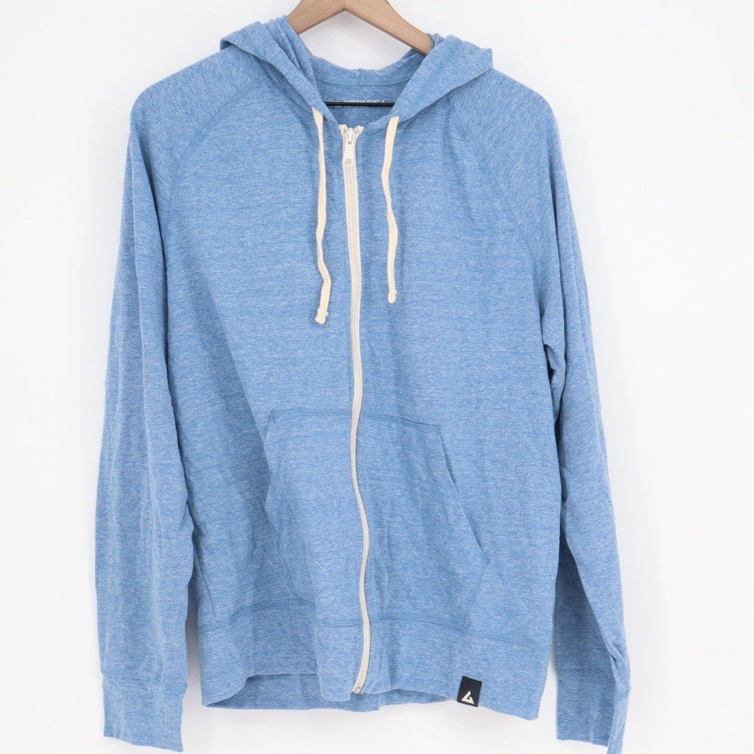 American Giant Full Zip Hoodie Heather Blue Lightweight Made in USA Size L