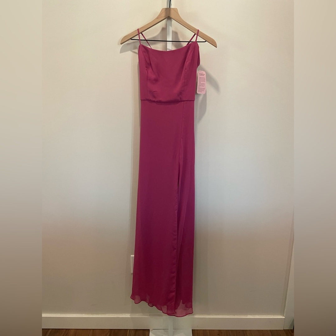 After Six Scoop Neck Convertible Tie-Strap Maxi Dress With Front Slit Size 10