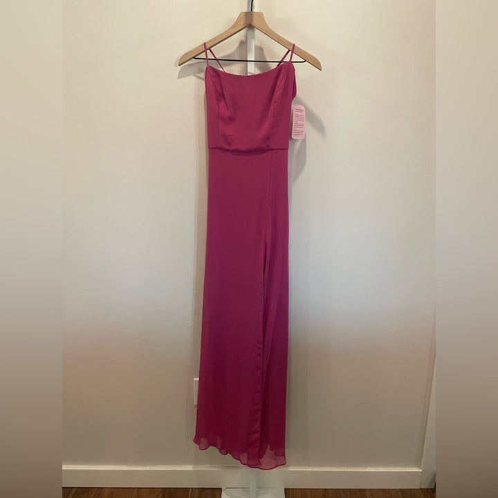 After Six Scoop Neck Convertible Tie-Strap Maxi Dress With Front Slit Size 10