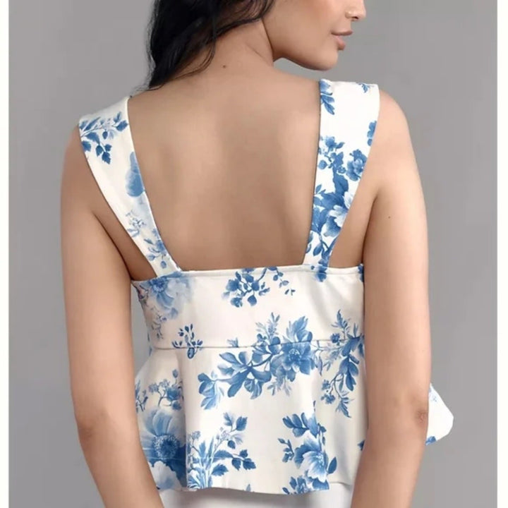 Maeve Square-Neck Peplum Tank Top Size XS