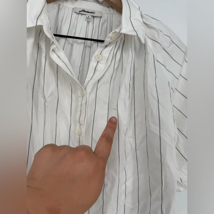 Madewell Shirred Bubble-Sleeve Button-Up Shirt Size M