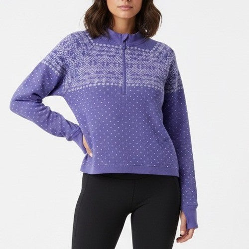 DSG Womens XXL Purple Fair Isle Quarter Zip Pullover Sweatshirt