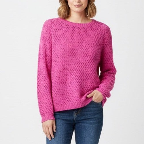 14th & Union Pink Cable Knit Crew Neck Long Sleeve Sweater Top Size L