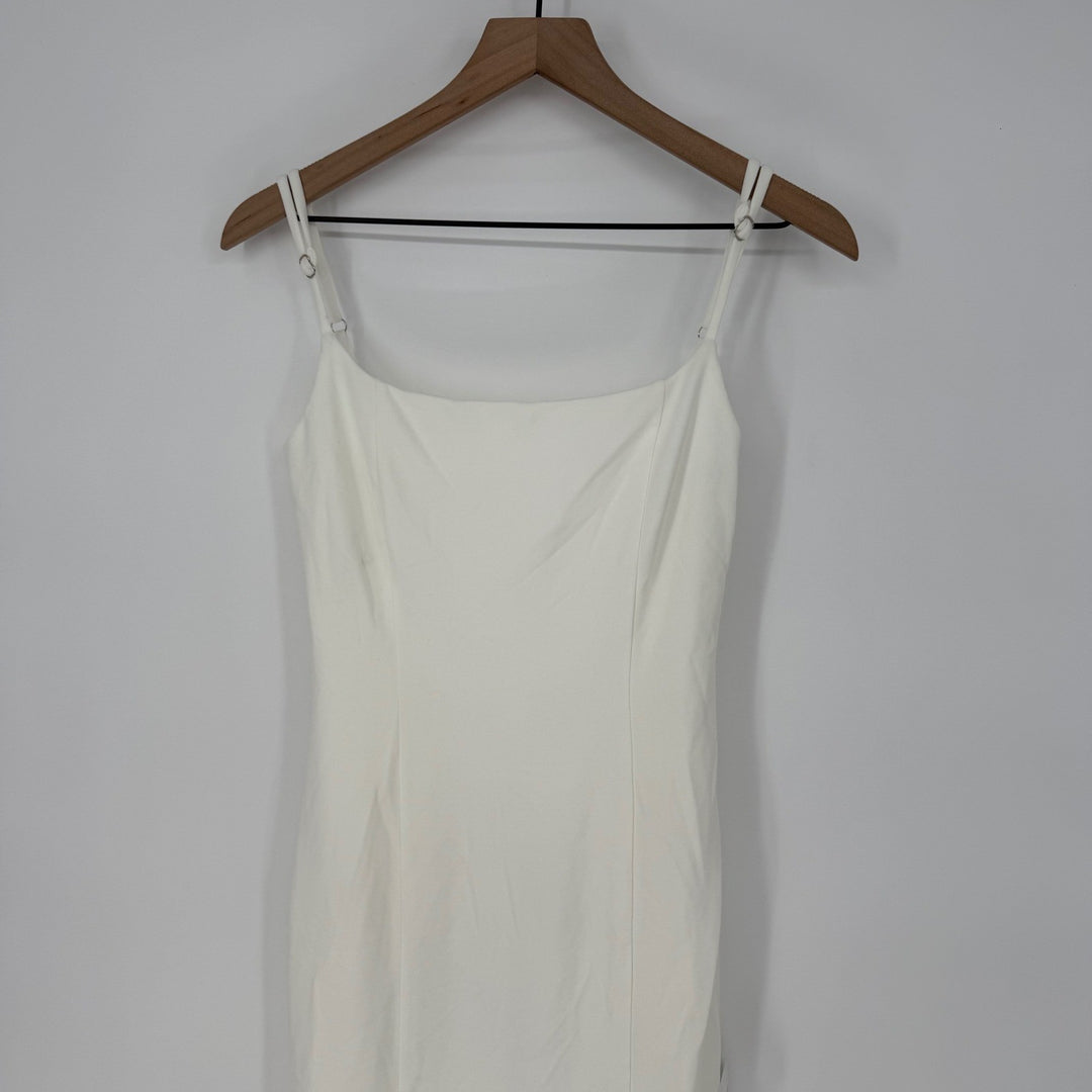 Lulus Blessed Romance White Sleeveless Button Back Mermaid Maxi Dress Size M
