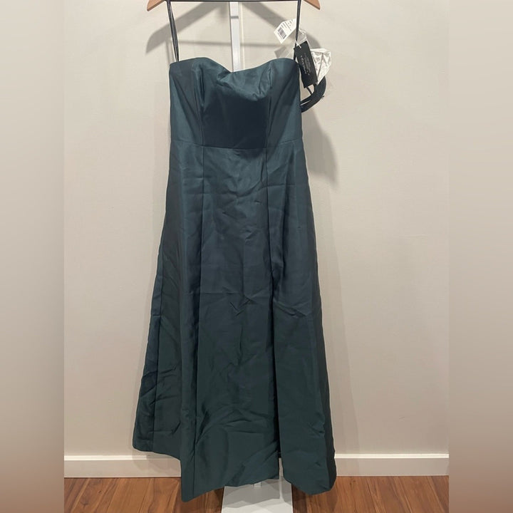 Alfred Sung Strapless A-Line Satin Gown With Modern Bow Detail Size 12