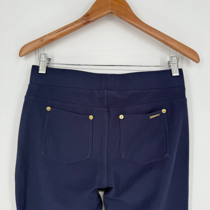 Michael Kors Ponte Knit Navy Blue Pull On Gold Pocket Detail Pants