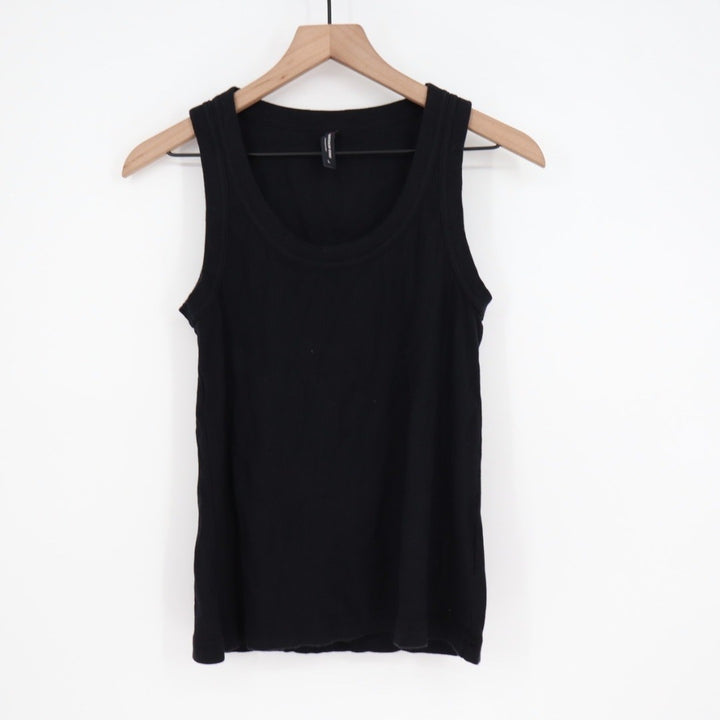 American Giant Black Ribbed Tank Top Size L Cotton Spandex Made in USA