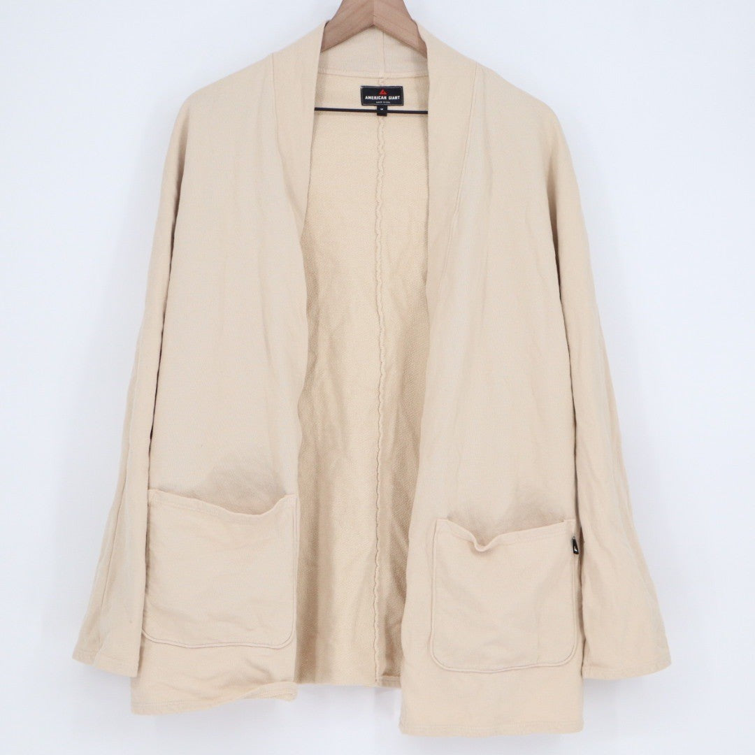 American Giant Shawl Collar Cardigan Beige Cotton Made in USA Size M