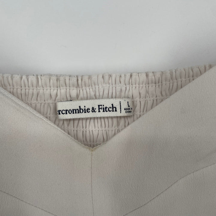 Abercrombie Fitch Cream Smocked Bust Puff Sleeve Crop Top Size L