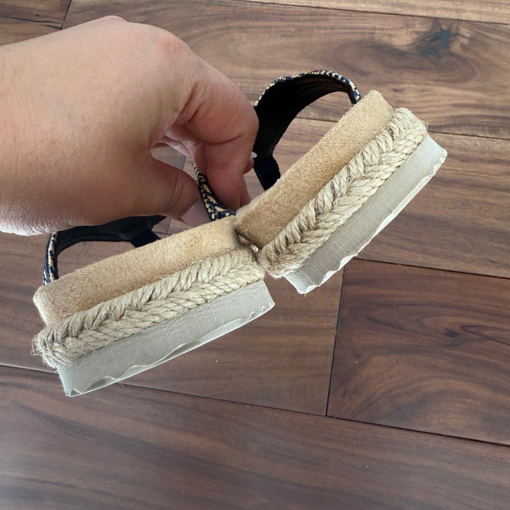 Easy Street Starling Espadrille Flip Flops Navy Blue Womens 6.5