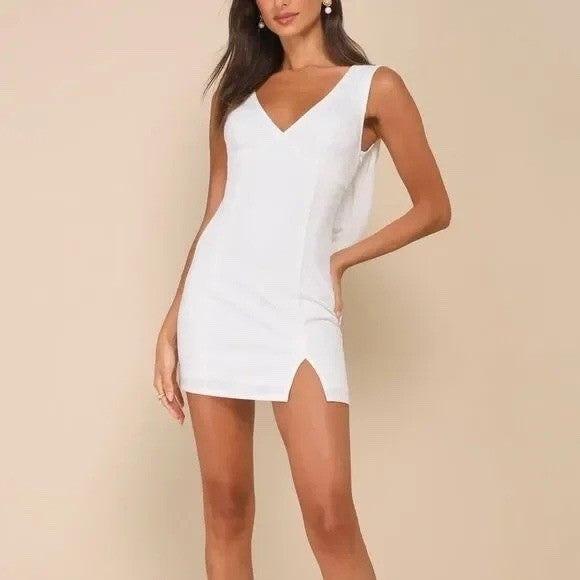 Lulus Perfection Bound White Sleeveless Cowl Back Mini Dress Size S