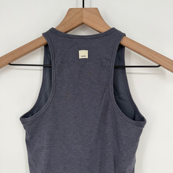 Vuori Ribbed Racerback Tank Top Charcoal Grey XS Modal Blend Athleisure