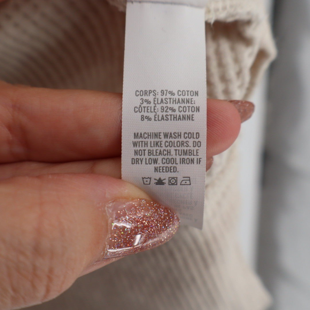 AE Offline by Aerie Waffle Knit Crew Neck Long Sleeve Thermal Top Beige XL