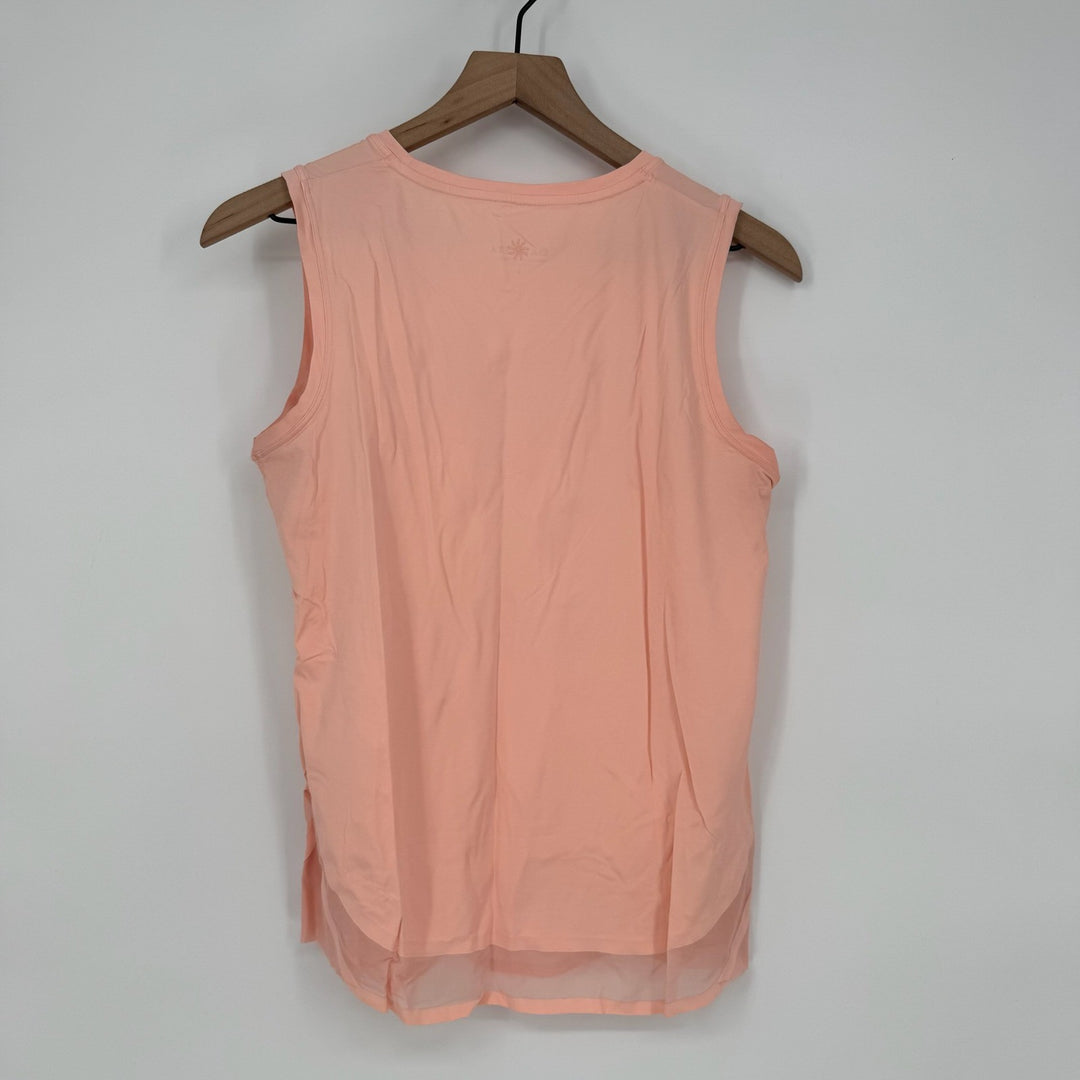 Athleta Peach Tank Top Layered Sheer Hem Athletic Workout Size S