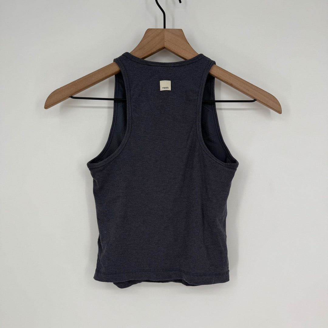 Vuori Ribbed Racerback Tank Top Charcoal Grey XS Modal Blend Athleisure