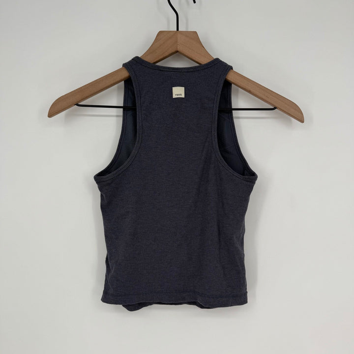 Vuori Ribbed Racerback Tank Top Charcoal Grey XS Modal Blend Athleisure
