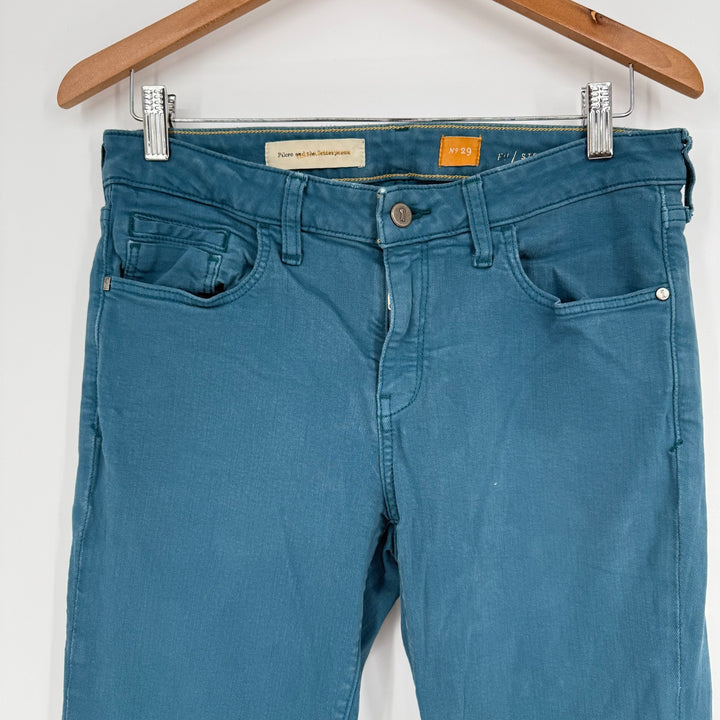 Pilcro By Anthropologie Jeans Womens 29 Teal Denim Cotton Stretch Skinny Leg