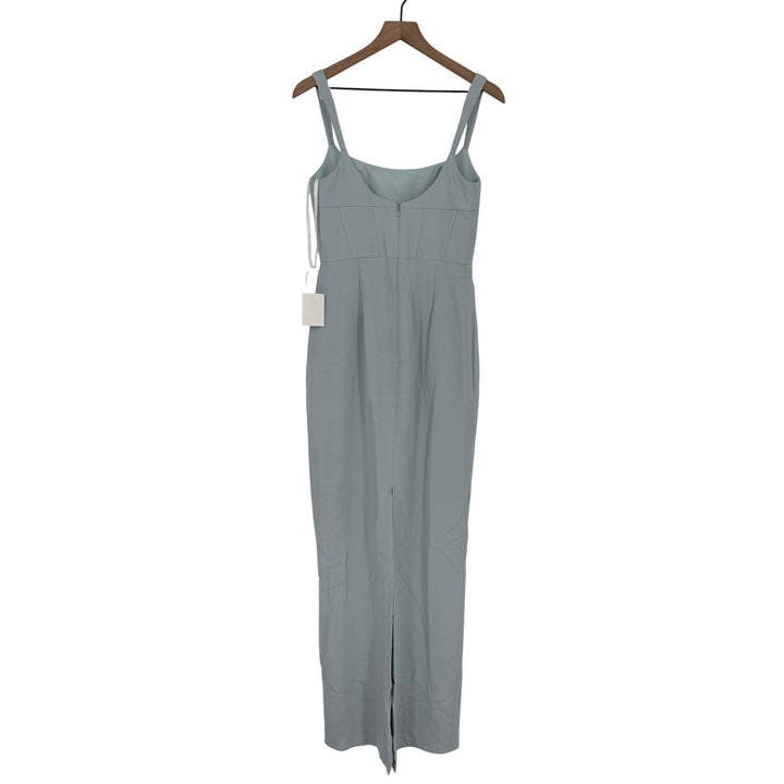 Thread Corset Midriff Crepe Column Maxi Dress In Mist Size 4