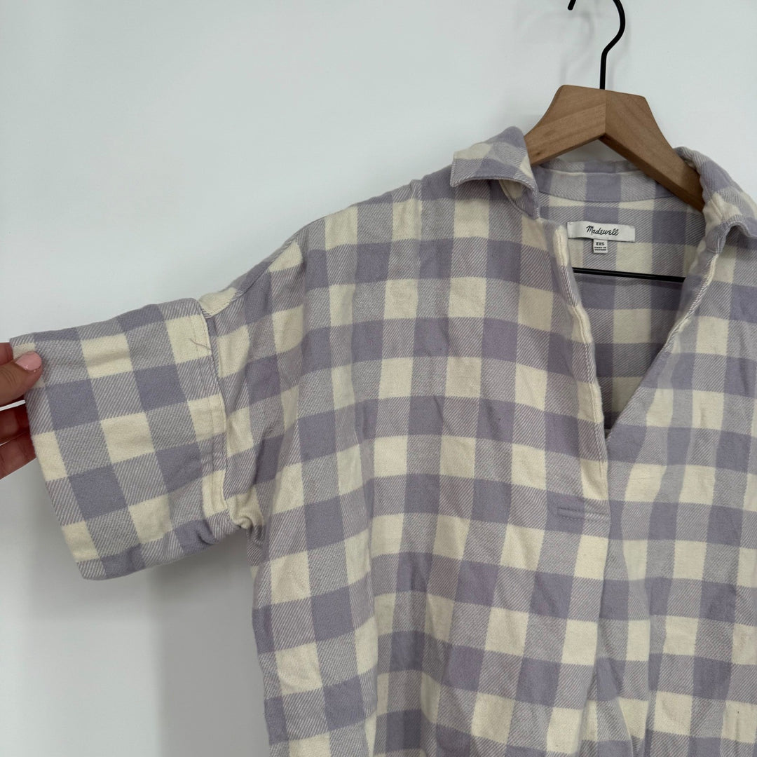 Madewell Flannel Courier Button-Back Shirt in Gingham Check Size XXS