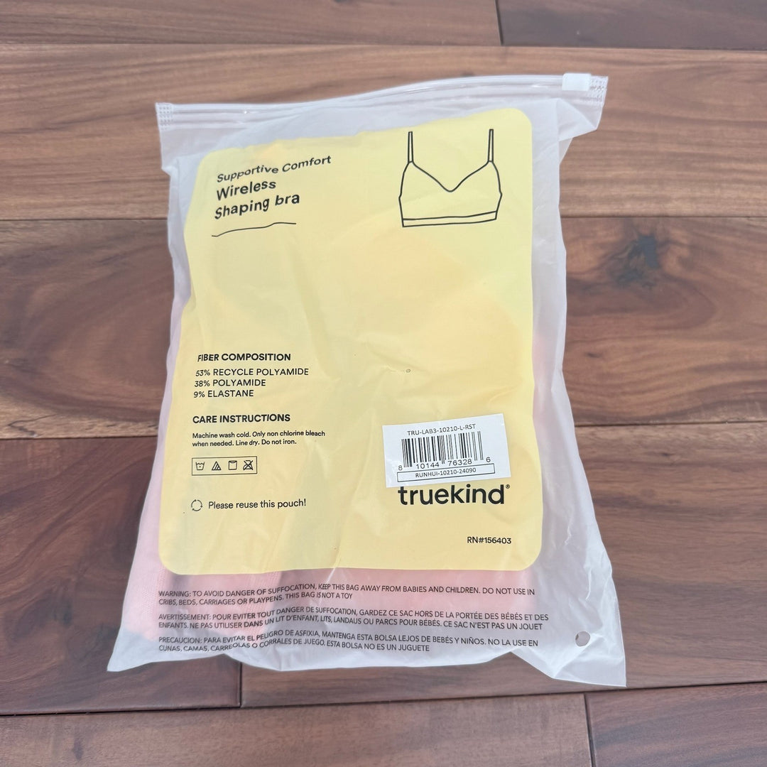 Truekind Supportive Comfort Wireless Shaping Bra Seamless Smooth Fabric Pink L