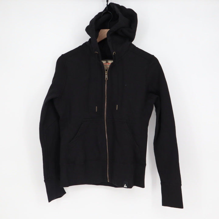American Giant Womens Black Full Zip Hoodie Sweatshirt USA Logo XS 100 Cotton