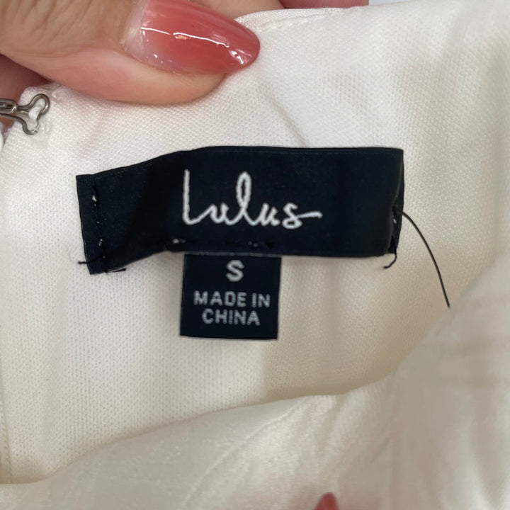 Lulus Meet Me For Tea White Jacquard Bustier Midi Dress Size S