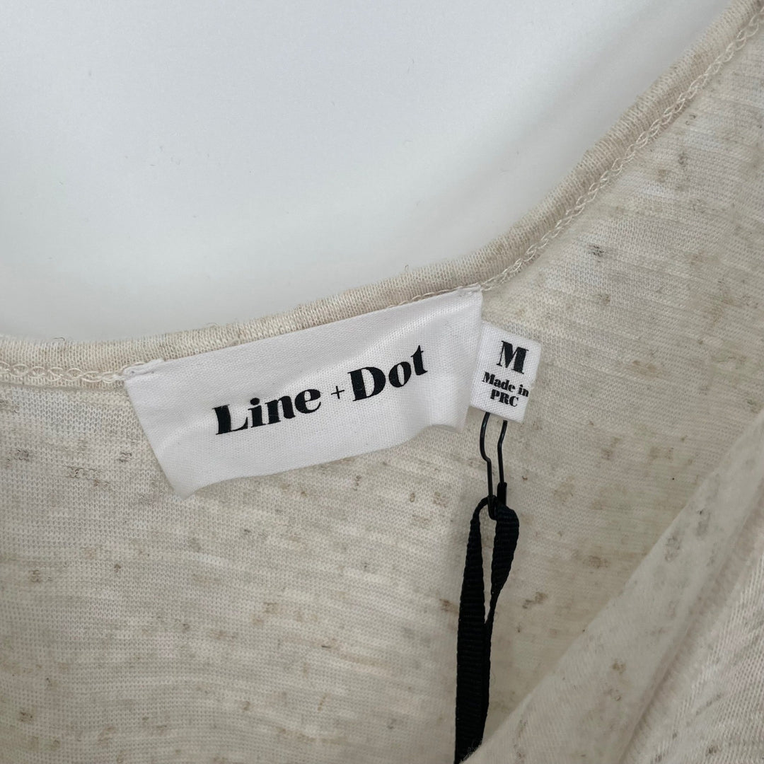 Line Dot Cream Speckled Tie Shoulder Tank Top M