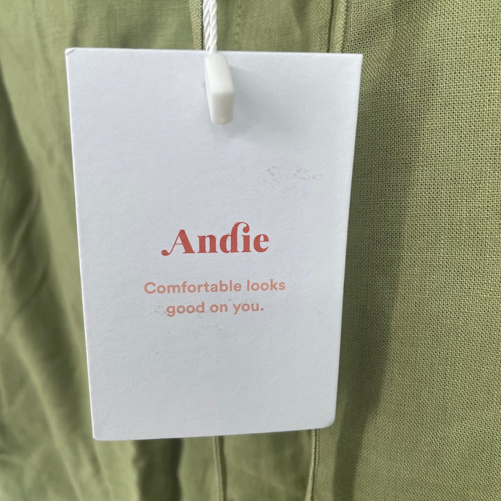 Andie The Short Olive Green Linen Blend Drawstring Casual Summer Shorts Size XL
