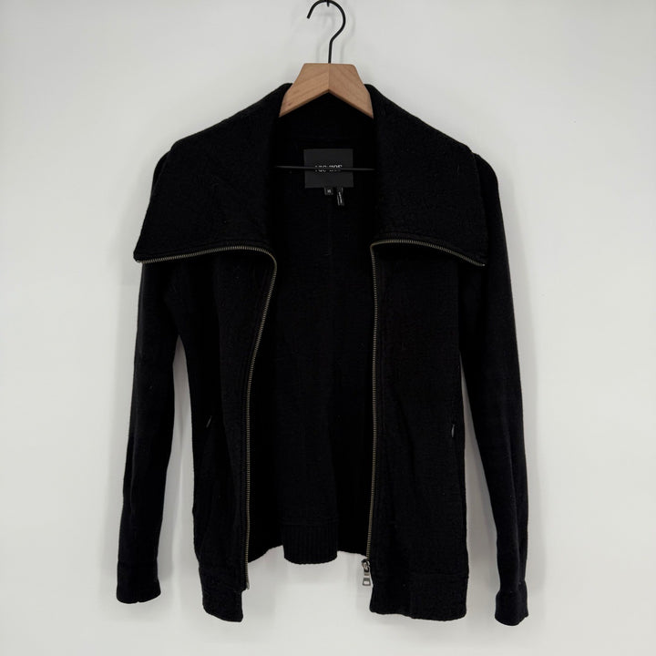 NIC+ZOE Black Zipper Collar Knit Jacket Sweater XS