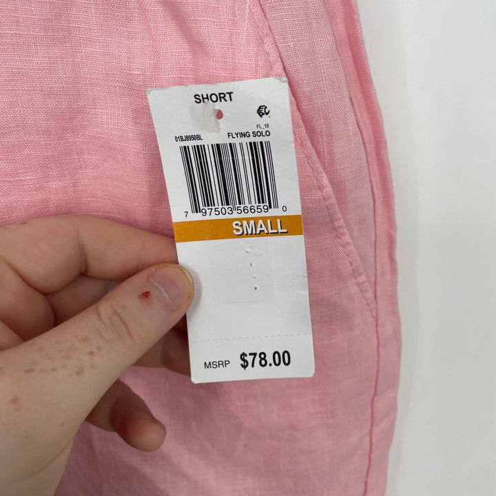 BLANKNYC Womens Flying Solo Pink Linen Blend Elastic Waist Shorts