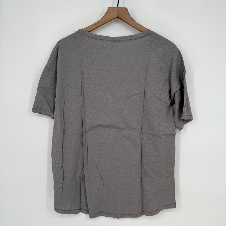 Barefoot Dreams Malibu Dove Gray Slub Jersey Dropped Shoulder Tee T-Shirt L