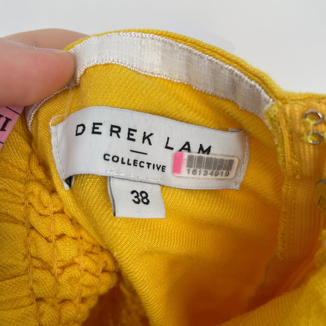 Derek Lam Collective Yellow Linen Blend Halter Wide Leg Jumpsuit Size 38