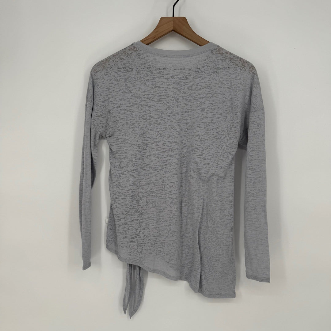 Activewear by Lululemon Light Gray Heathered Tie Front Long Sleeve Top Size 4