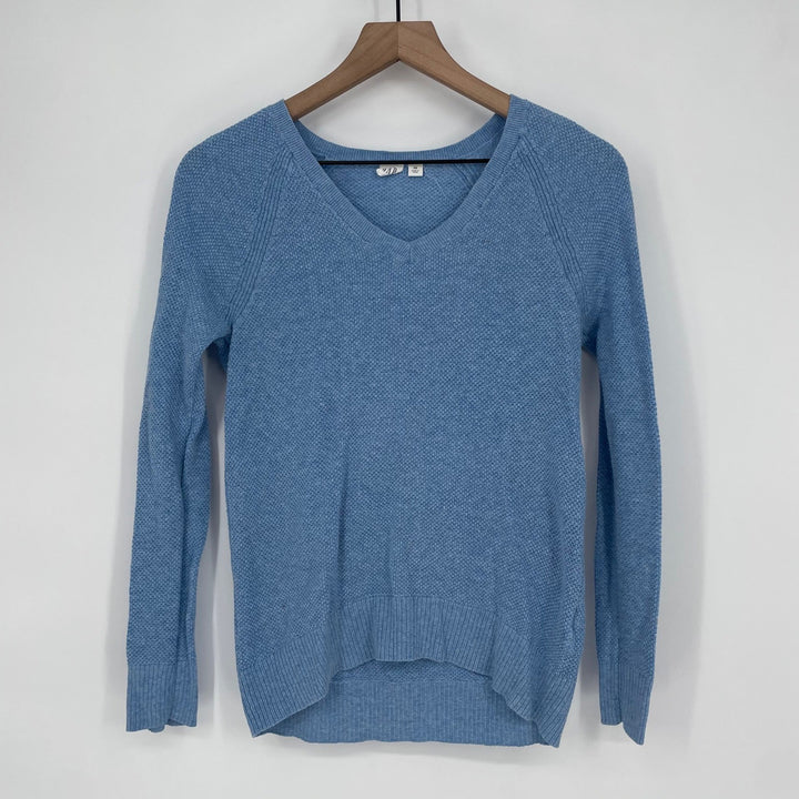GAP Blue Textured V Neck Long Sleeve Sweater Top Womens XS