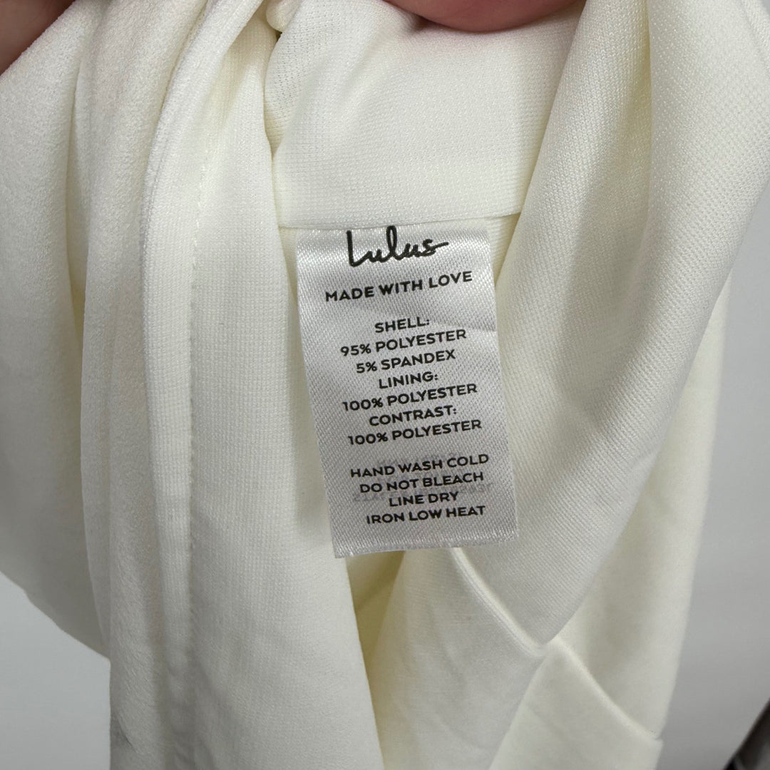 Lulus Romantic Celebration White Tie-Strap Bodycon Midi Dress Size S