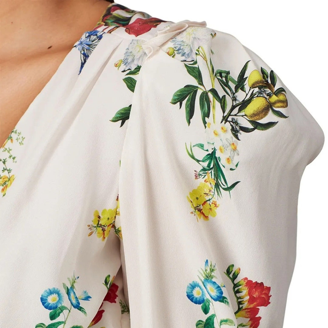 Chelsea and Walker White Floral Long Sleeve Top Size 2