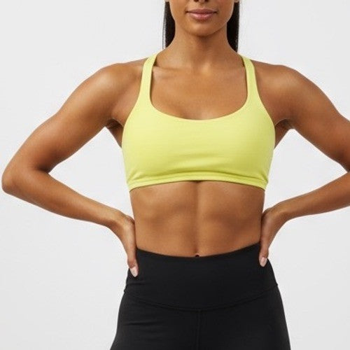 Lululemon Energy Bra Neon Yellow Crisscross Straps Athletic Top Size 4