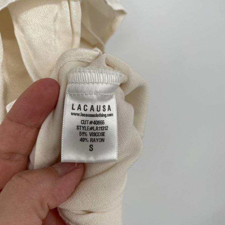 LACAUSA Ivory Ruffle Tiered Spaghetti Strap Camisole Top Size S